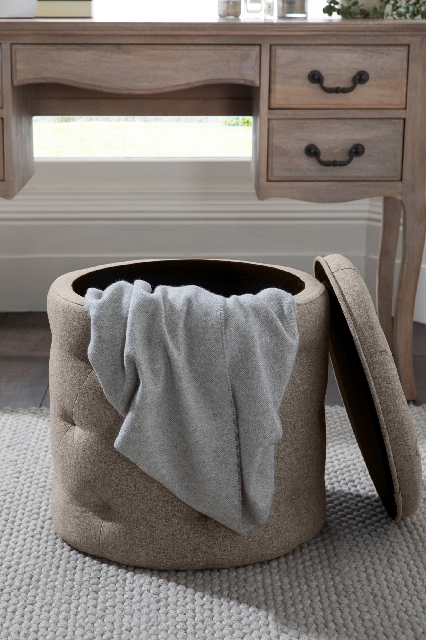 Harfoot Upholstered Storage Footstool - Natural Mink