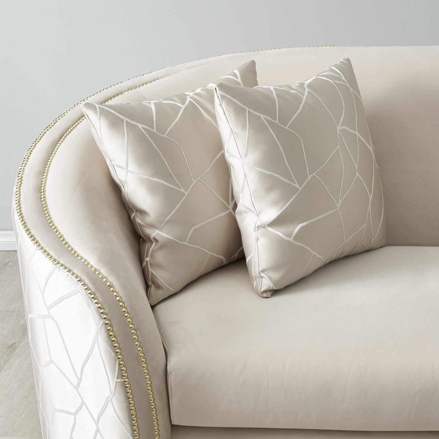 Hyna Cream Velvet 3-Seater Sofa
