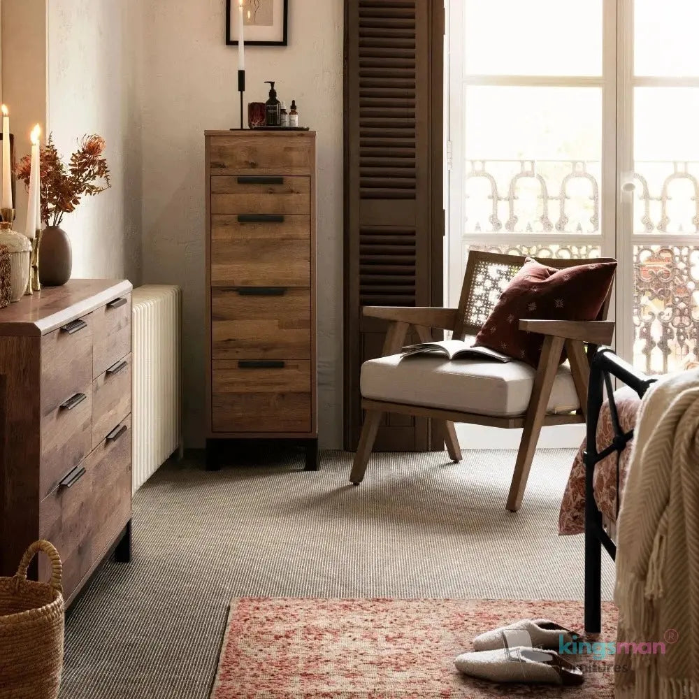 Abel Accent Chair - Tweed Linen & Boucle, Teak Wood, Rattan Back, Removable Cushion, Modern Rustic Comfort Kingsman Furnitures