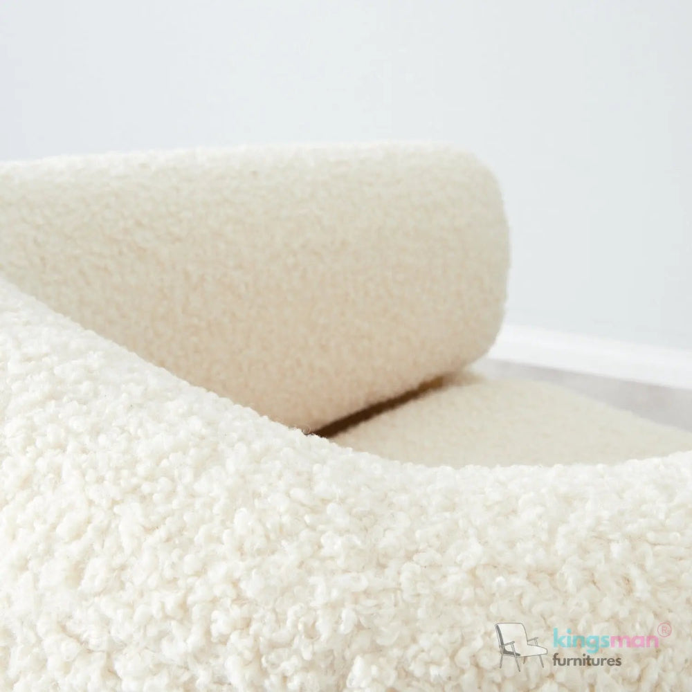Krillin Shearling Tub Chair - Cream Upholstered with Gold Stainless Steel Accent Kingsman Furnitures