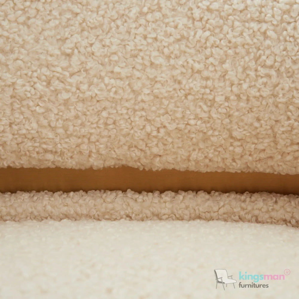 Krillin Shearling Tub Chair - Cream Upholstered with Gold Stainless Steel Accent Kingsman Furnitures