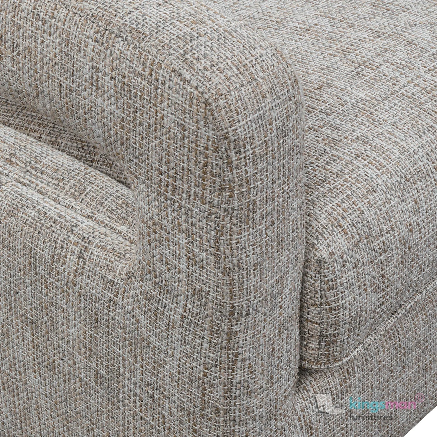 O'Brien Scandinavian Armchair - Stone Linen Blend with Dark Walnut Wood Legs Kingsman Furnitures