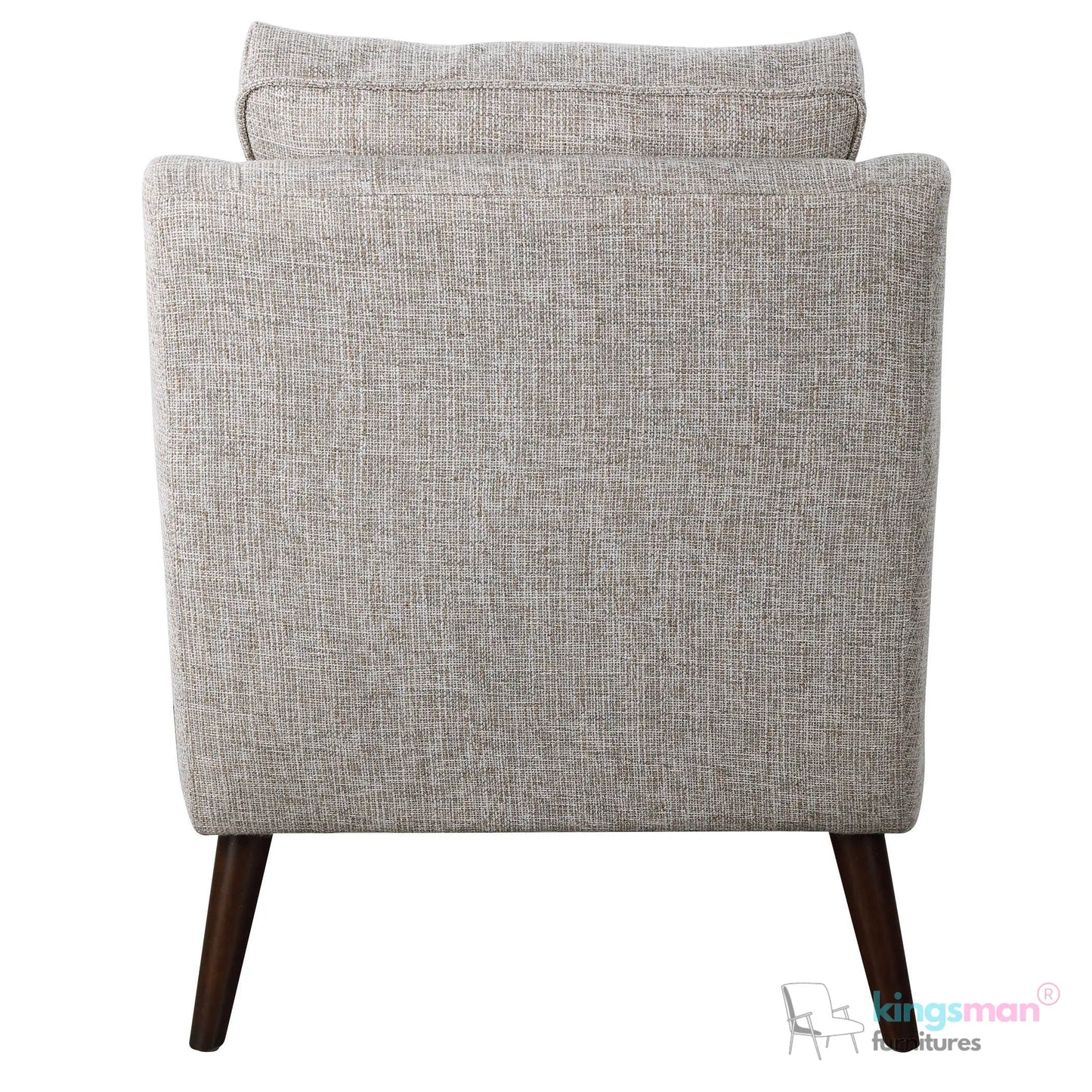 O'Brien Scandinavian Armchair - Stone Linen Blend with Dark Walnut Wood Legs Kingsman Furnitures