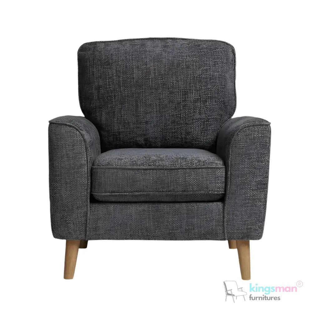Stanley Accent Chair - Soft-Sit Turnable Cushion Chair with Teak Wood Frame | Family Lounging Chair Kingsman Furnitures