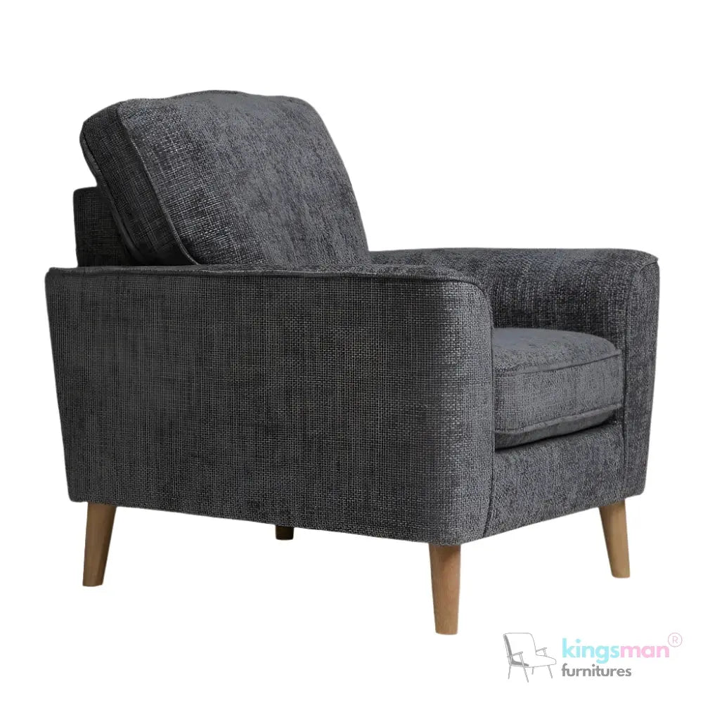 Stanley Accent Chair - Soft-Sit Turnable Cushion Chair with Teak Wood Frame | Family Lounging Chair Kingsman Furnitures