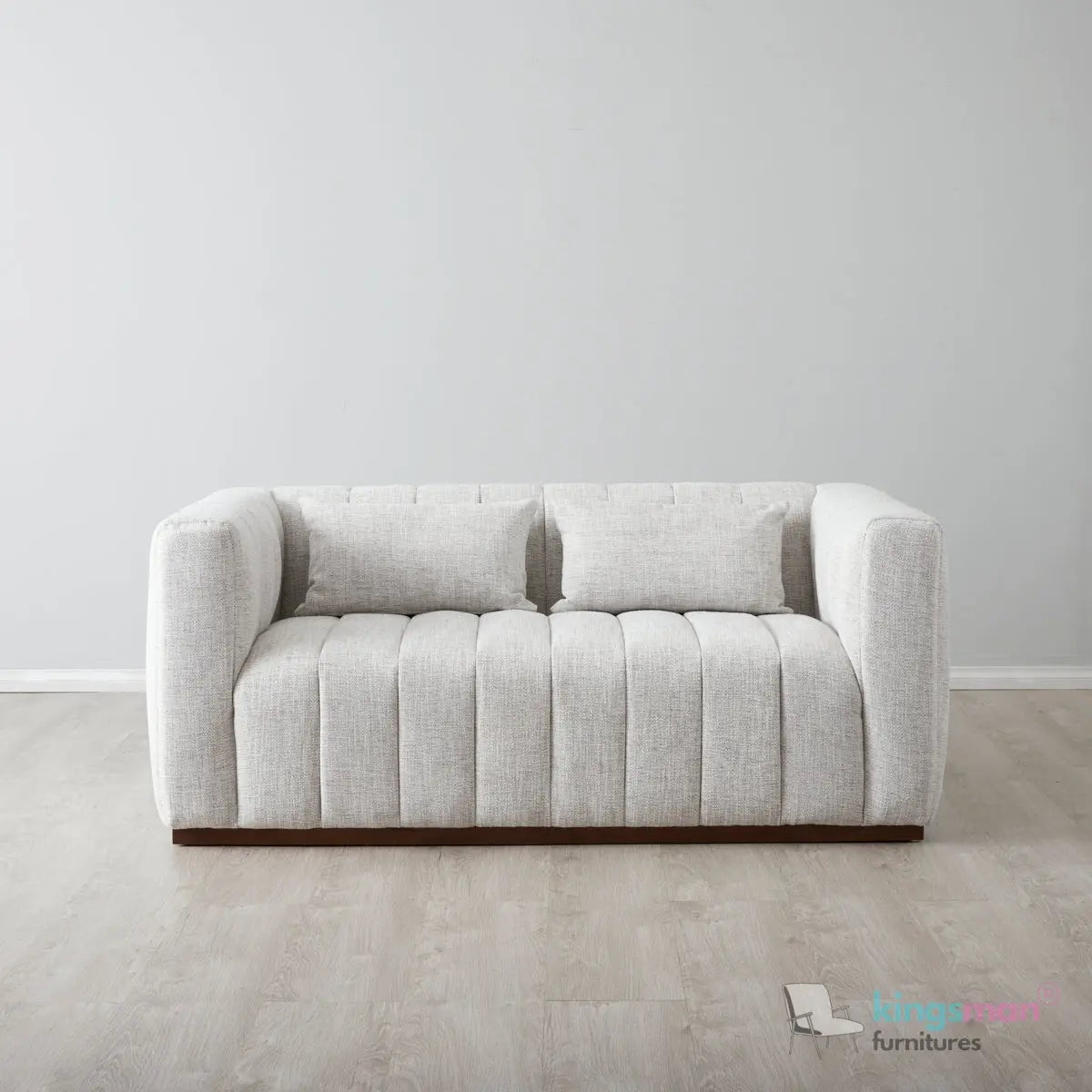 Storme 2-Seater Sofa - Grey Textured Fabric with Classic Tuxedo Design Kingsman Furnitures