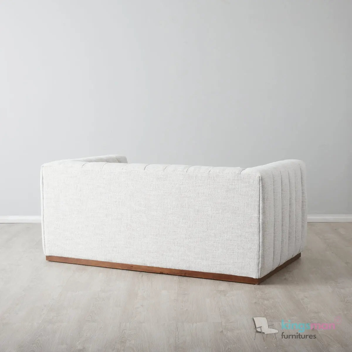Storme 2-Seater Sofa - Grey Textured Fabric with Classic Tuxedo Design Kingsman Furnitures