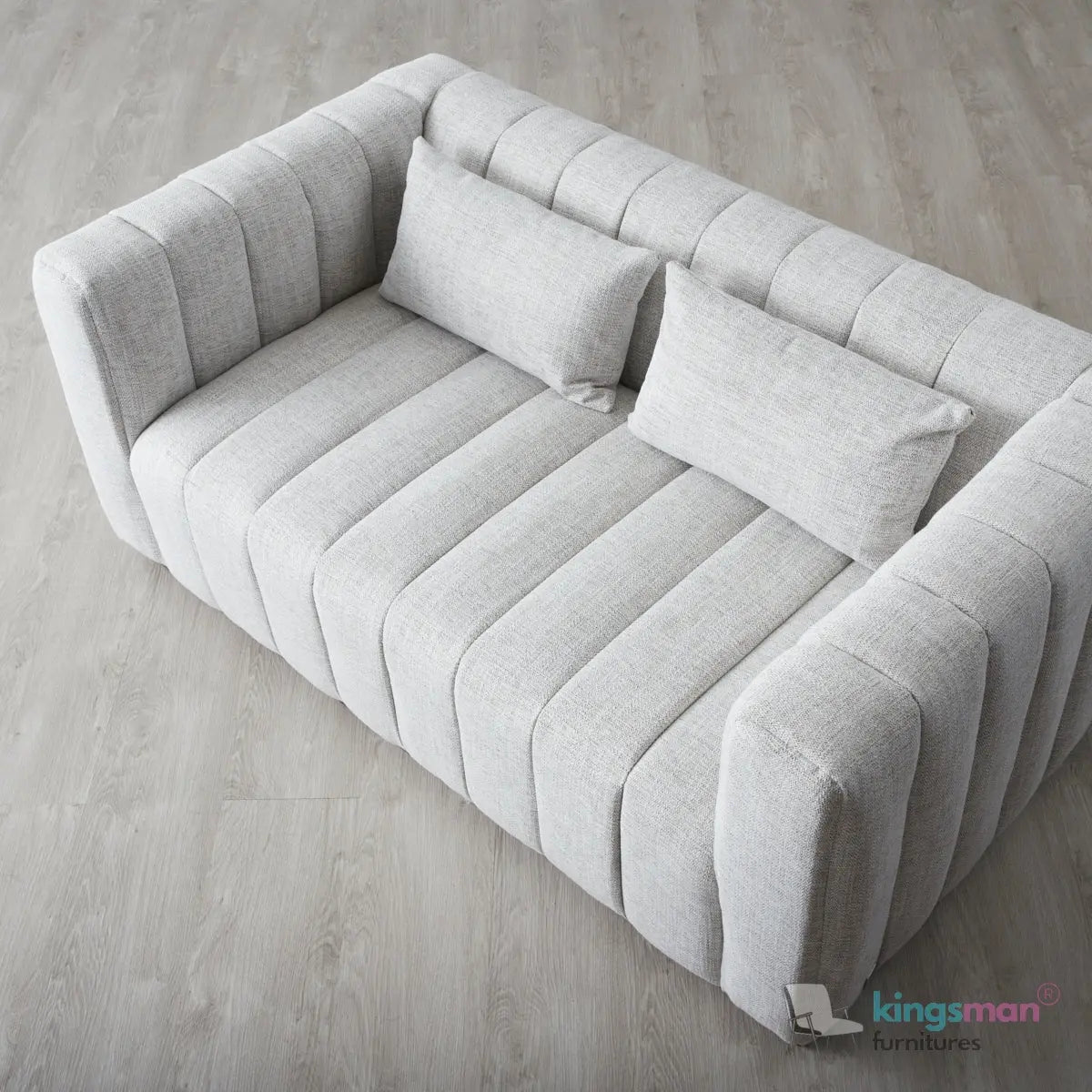 Storme 2-Seater Sofa - Grey Textured Fabric with Classic Tuxedo Design Kingsman Furnitures