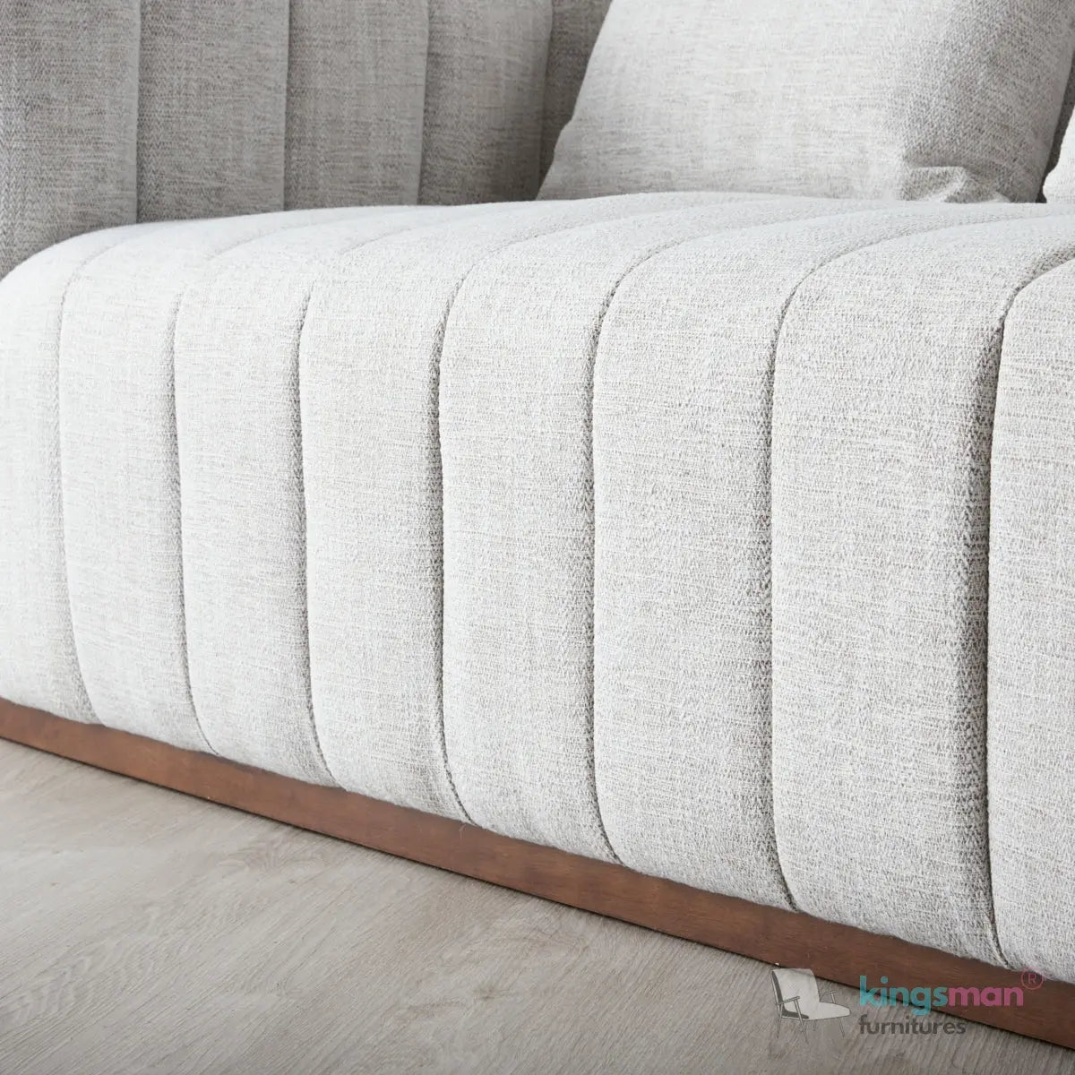 Storme 2-Seater Sofa - Grey Textured Fabric with Classic Tuxedo Design Kingsman Furnitures