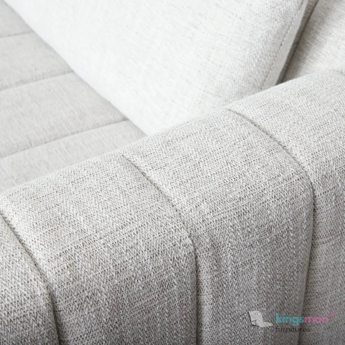 Storme 2-Seater Sofa - Grey Textured Fabric with Classic Tuxedo Design Kingsman Furnitures