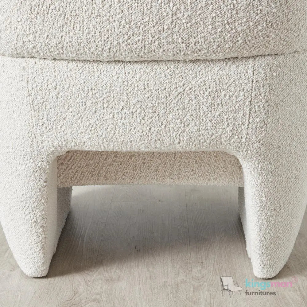 Alfa Cream Bouclé Accent Chair – Modern Design with Lumbar Cut - Out and Floating Seat - Kingsman Furnitures