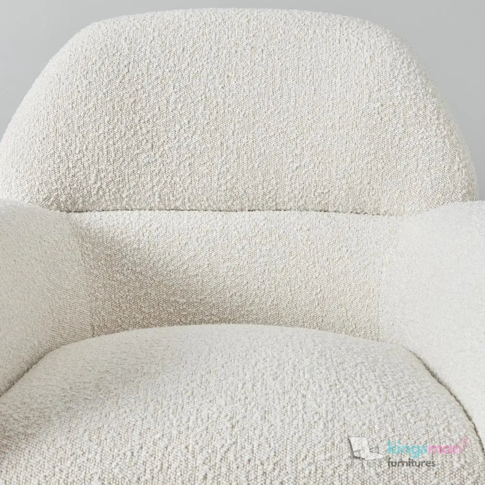 Alfa Cream Bouclé Accent Chair – Modern Design with Lumbar Cut - Out and Floating Seat - Kingsman Furnitures