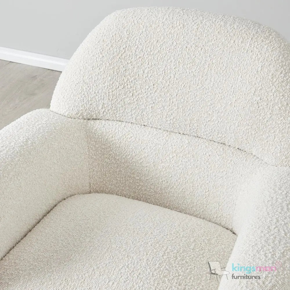 Alfa Cream Bouclé Accent Chair – Modern Design with Lumbar Cut - Out and Floating Seat - Kingsman Furnitures