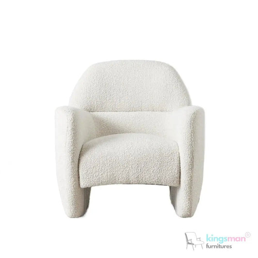 Alfa Cream Bouclé Accent Chair – Modern Design with Lumbar Cut - Out and Floating Seat - Kingsman Furnitures