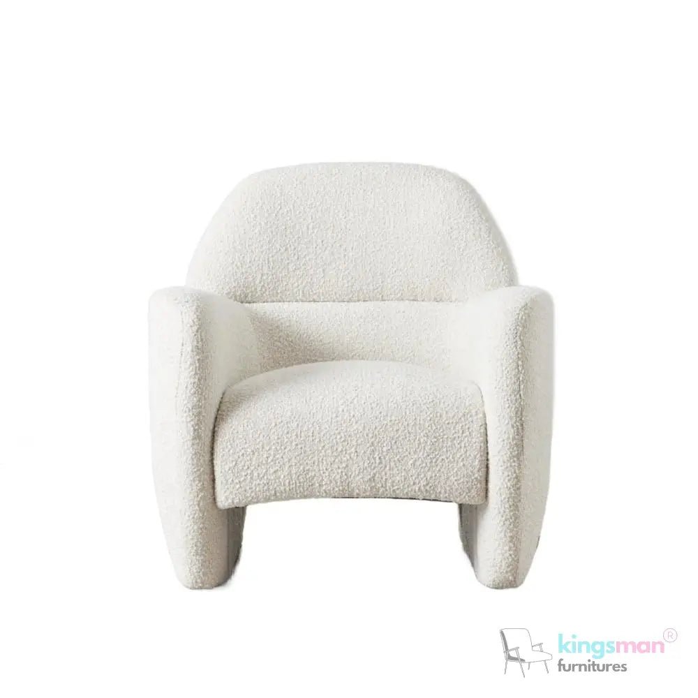 Alfa Cream Bouclé Accent Chair – Modern Design with Lumbar Cut - Out and Floating Seat - Kingsman Furnitures