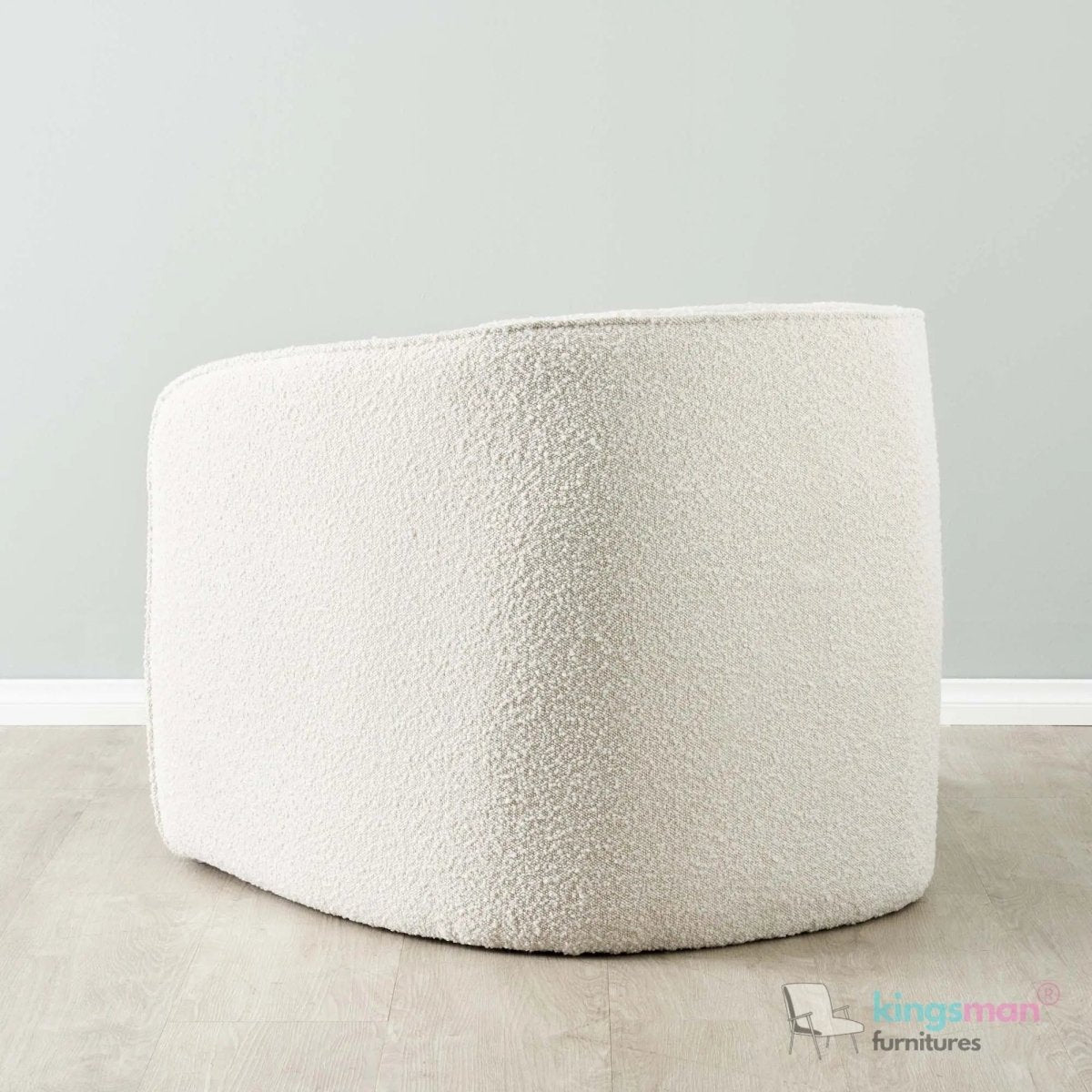 Andy Cream Bouclé Arm Chair – Contemporary Modern Design with Solid Wood Frame and Webbing Suspension - Kingsman Furnitures