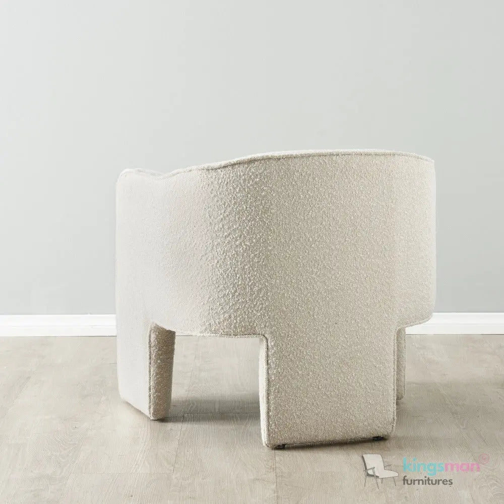 Asther Cream Bouclé Armchair – Contemporary Design with Plush Comfort and Elegant Texture - Kingsman Furnitures