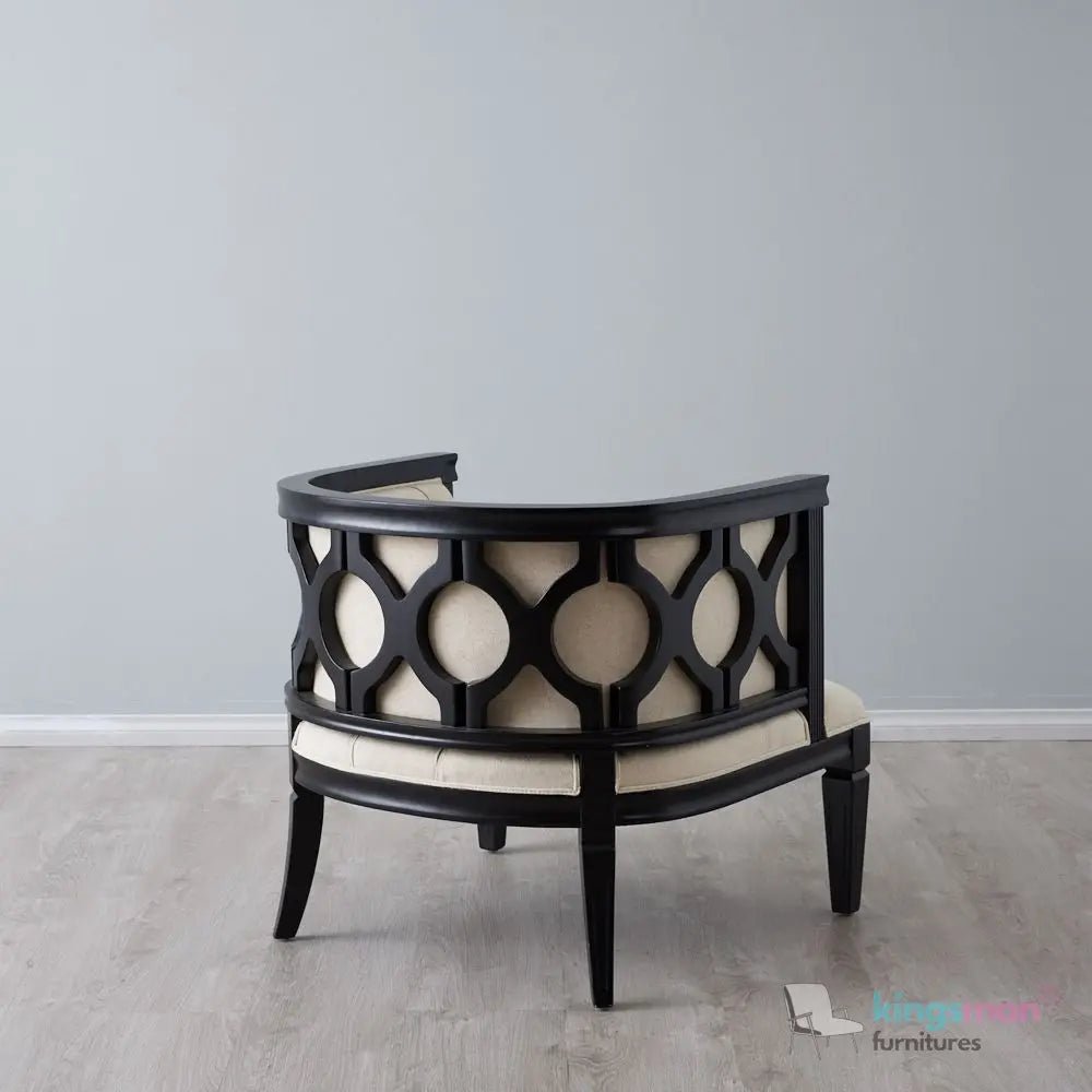 Coco Tufted Linen Teak Wood Armchair - Stylish Comfort - Kingsman Furnitures