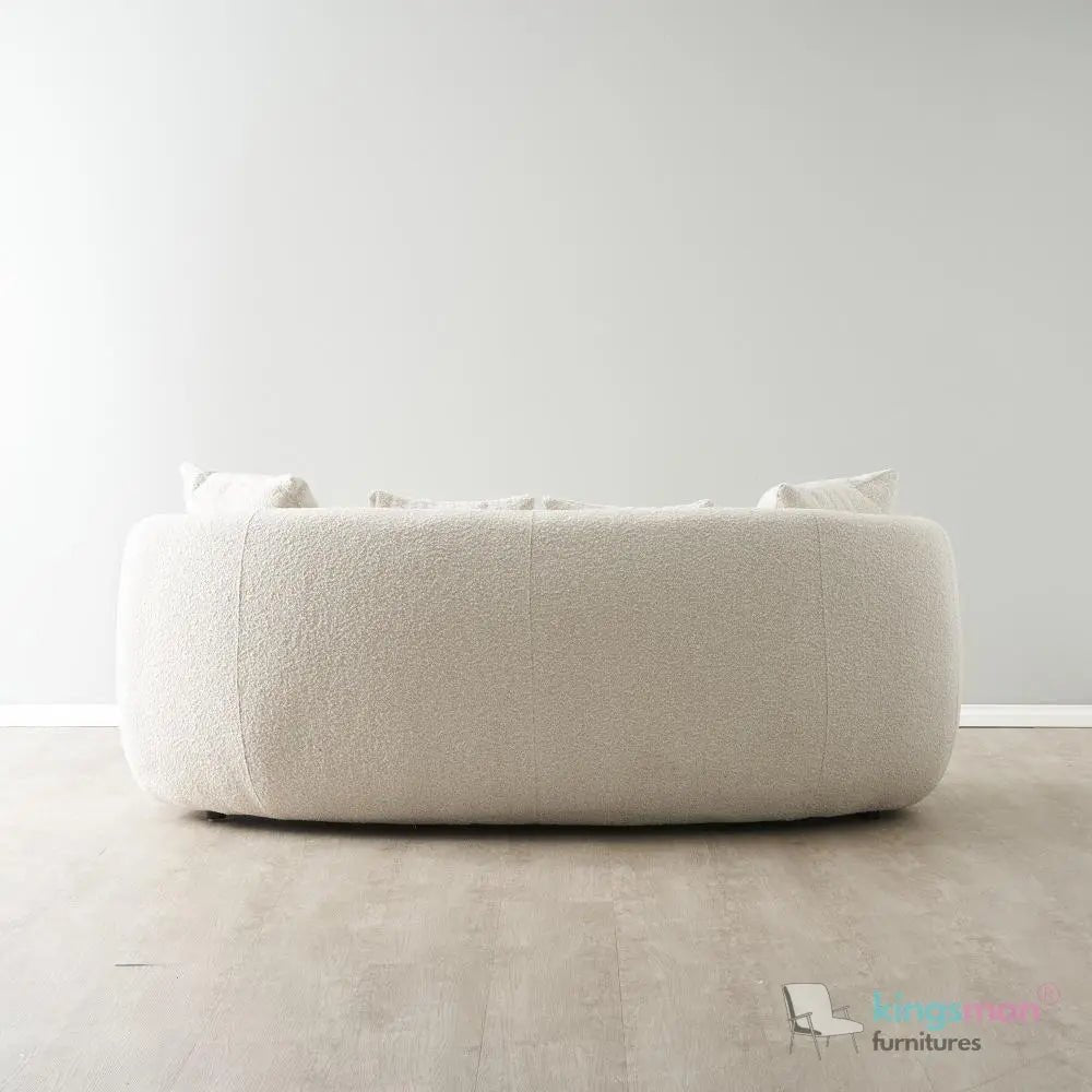 Everbe Cream Boucle Curve 2 Seater Sofa - Luxurious Comfort - Kingsman Furnitures