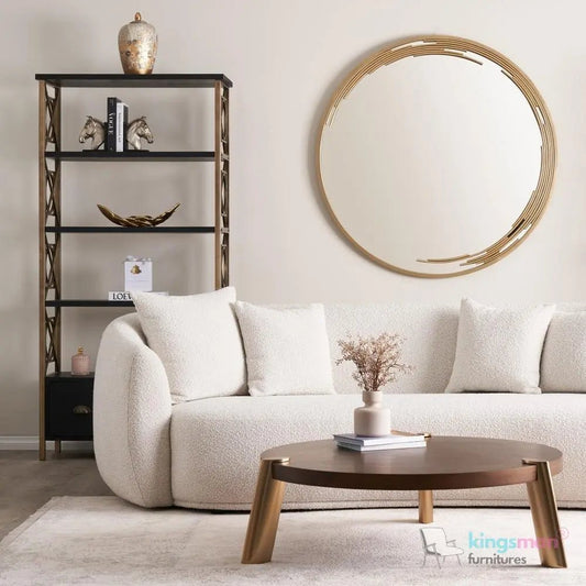 Everbe Cream Boucle Curve 2 Seater Sofa - Luxurious Comfort - Kingsman Furnitures