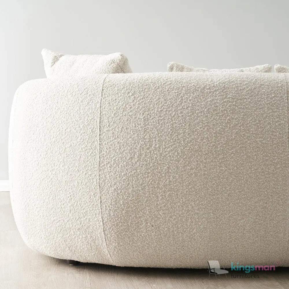 Everbe Cream Boucle Curve 2 Seater Sofa - Luxurious Comfort - Kingsman Furnitures