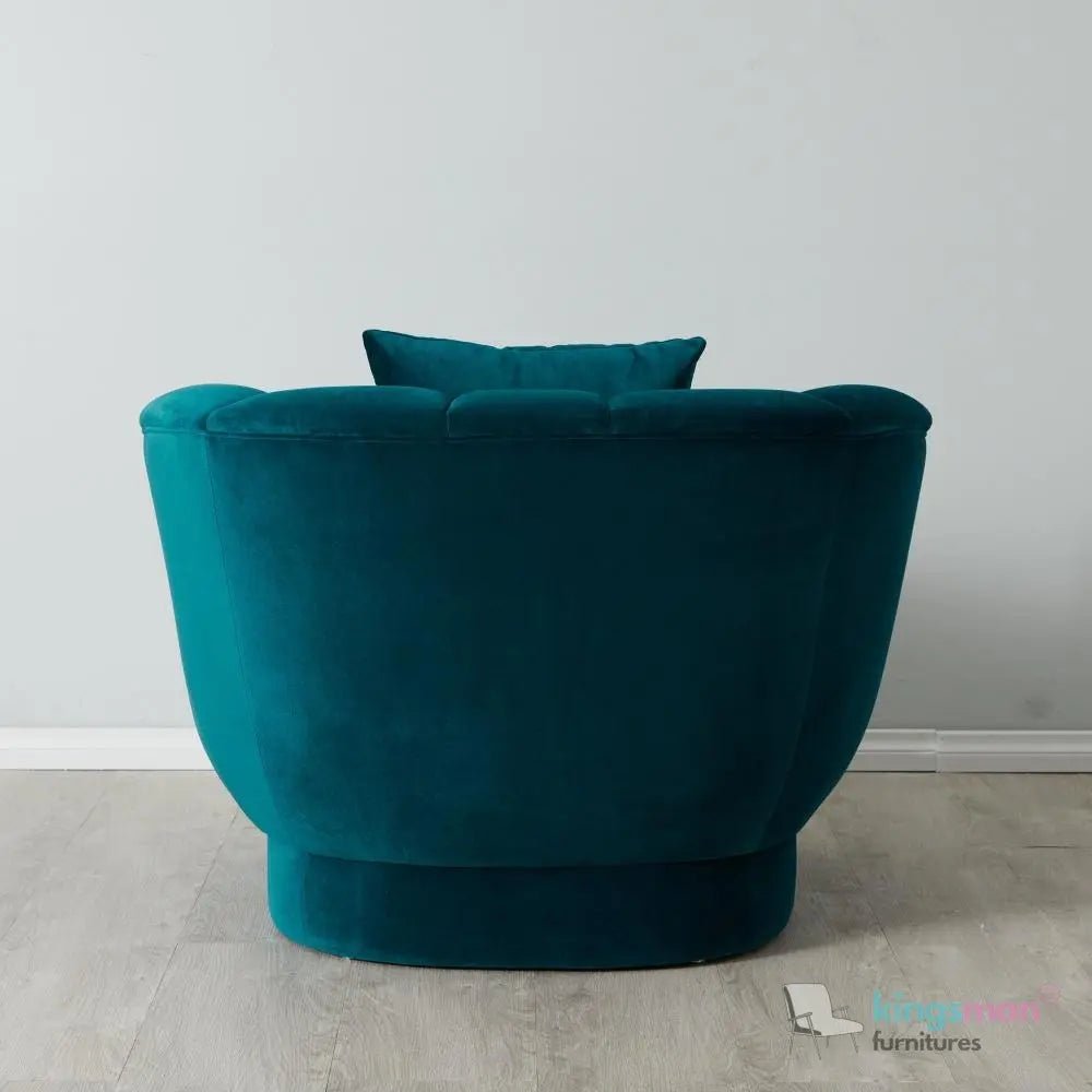 Fransesca Azure Blue Velvet Lounge Chair - Stylish Comfort - Kingsman Furnitures