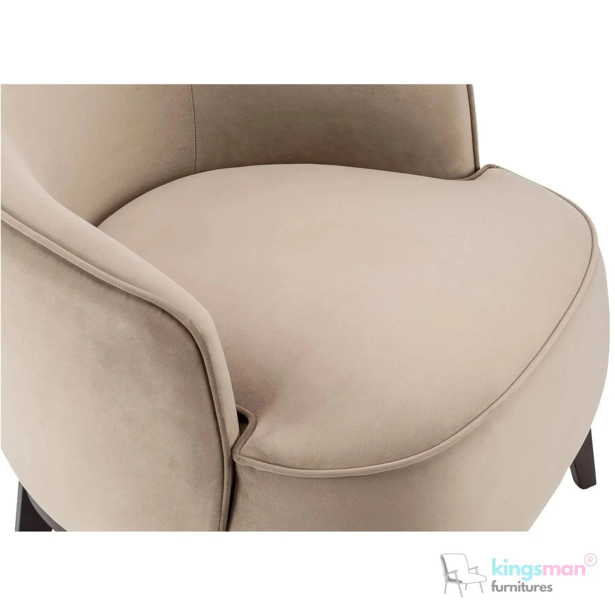Kate Maple Velvet Armchair - Classic Design with Beech Wood Legs in Matte Eucalyptus Finish - Kingsman Furnitures