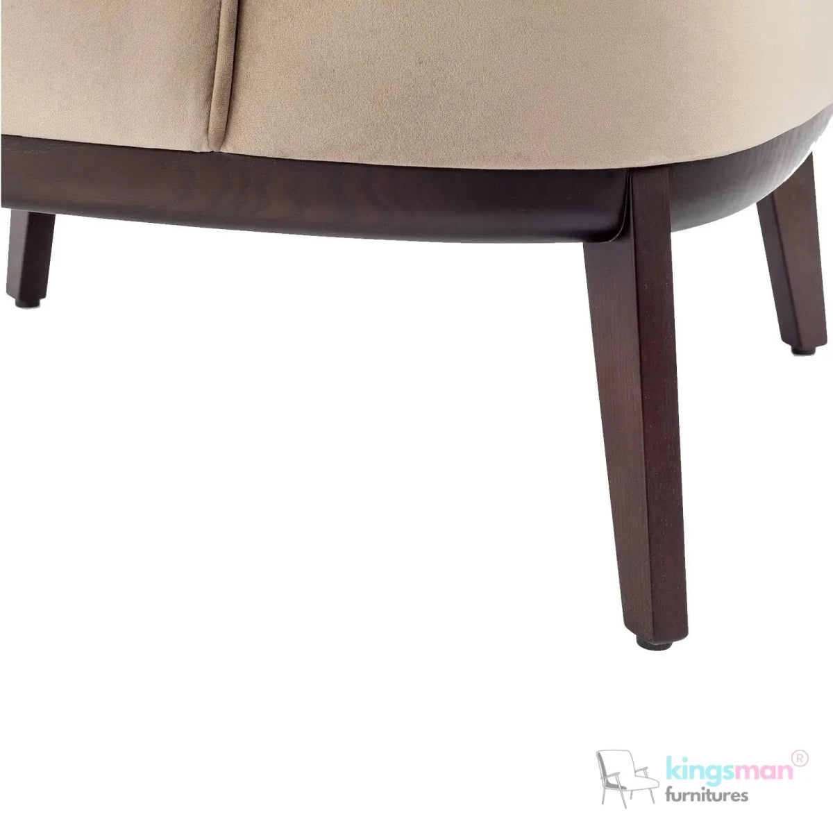 Kate Maple Velvet Armchair - Classic Design with Beech Wood Legs in Matte Eucalyptus Finish - Kingsman Furnitures