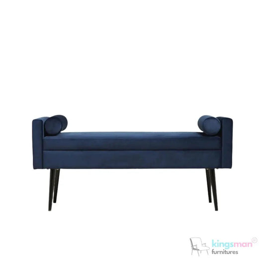 Rosie Upholstered Bench - Contemporary Bench with Cylindrical Cushions and Black Feet | Bedroom or Living Room Seating - Kingsman Furnitures
