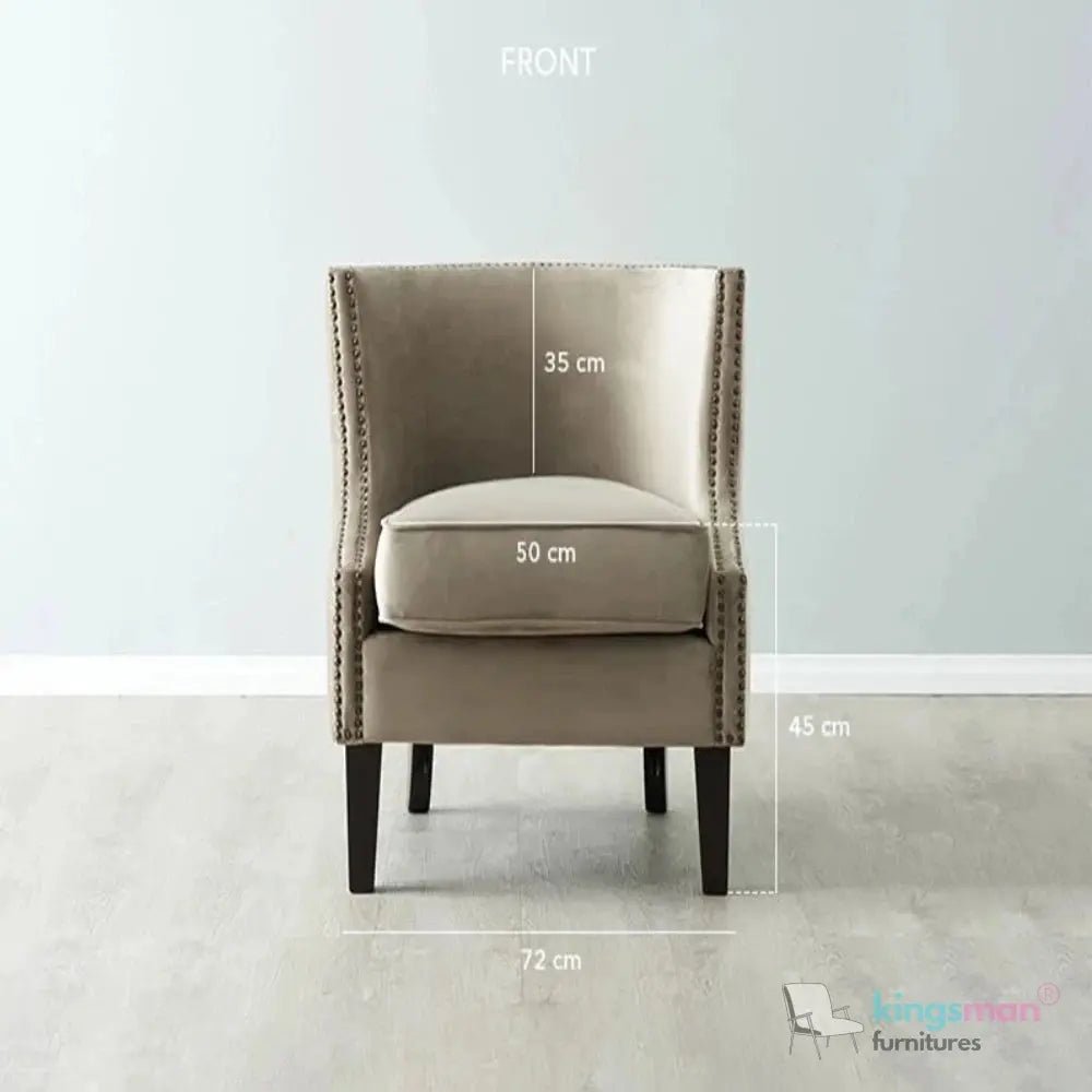 Vogue Beige Velvet Tub Chair - Classic Design with Teak Wood Legs - Kingsman Furnitures