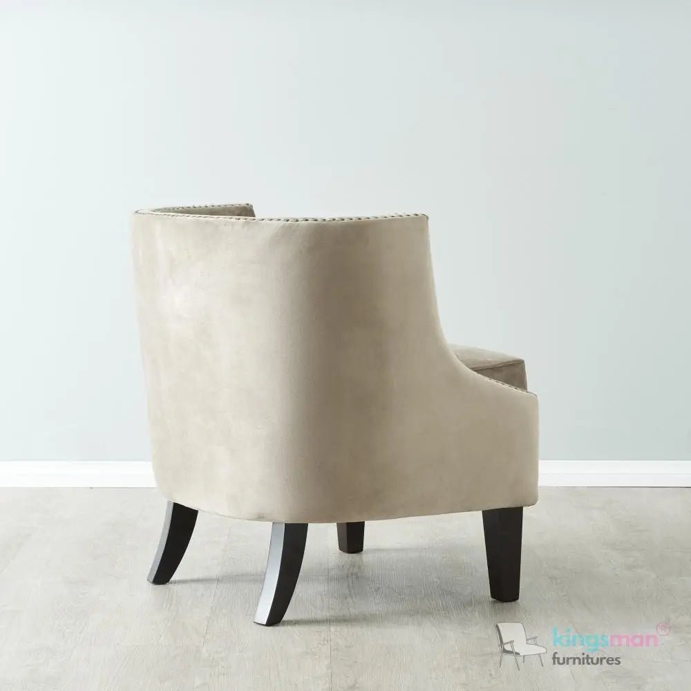 Vogue Beige Velvet Tub Chair - Classic Design with Teak Wood Legs - Kingsman Furnitures