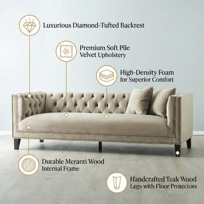 Vogue Tufted 3-Seater Sofa