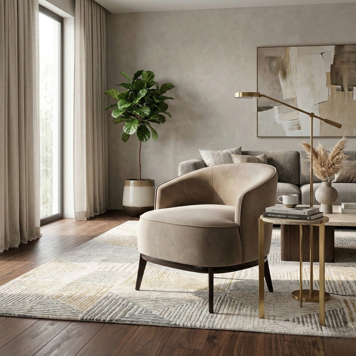 Kate Maple Velvet Accent Chair