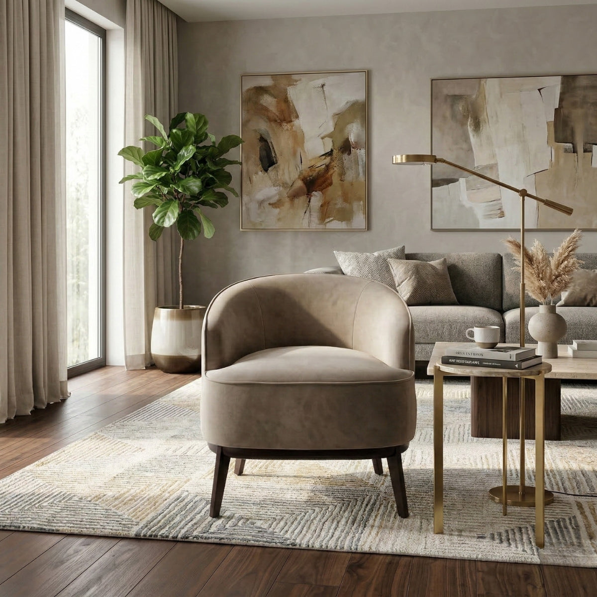 Kate Maple Velvet Accent Chair