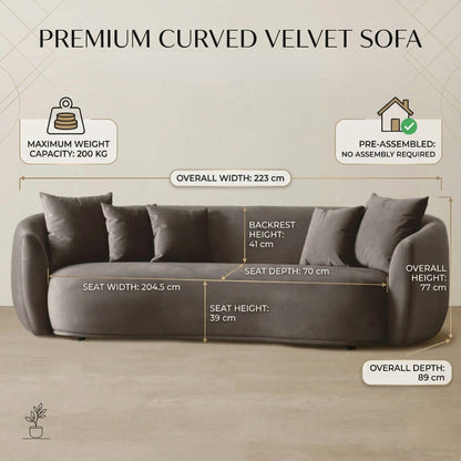 Everbe Luxe 3-Seater Curved Sofa