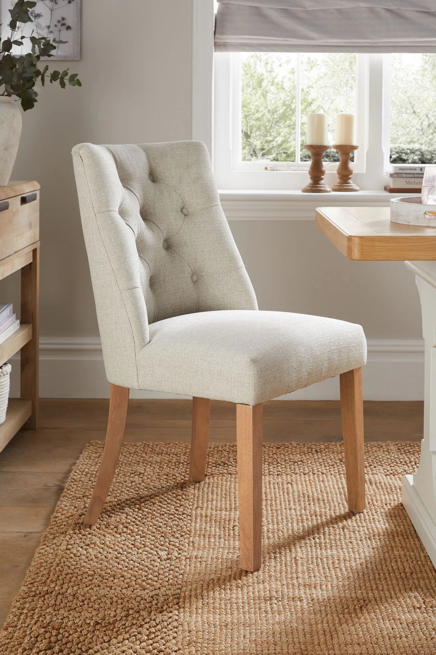 Wolton Luxe Tweedy Plain Light Natural Dining Chairs - Set of 2