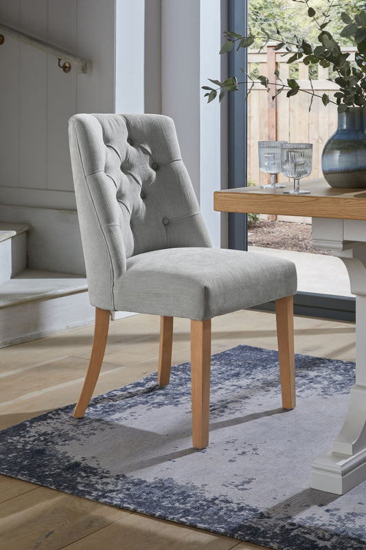 Wolton Luxe Soft Texture Light Grey Dining Chairs - Set of 2