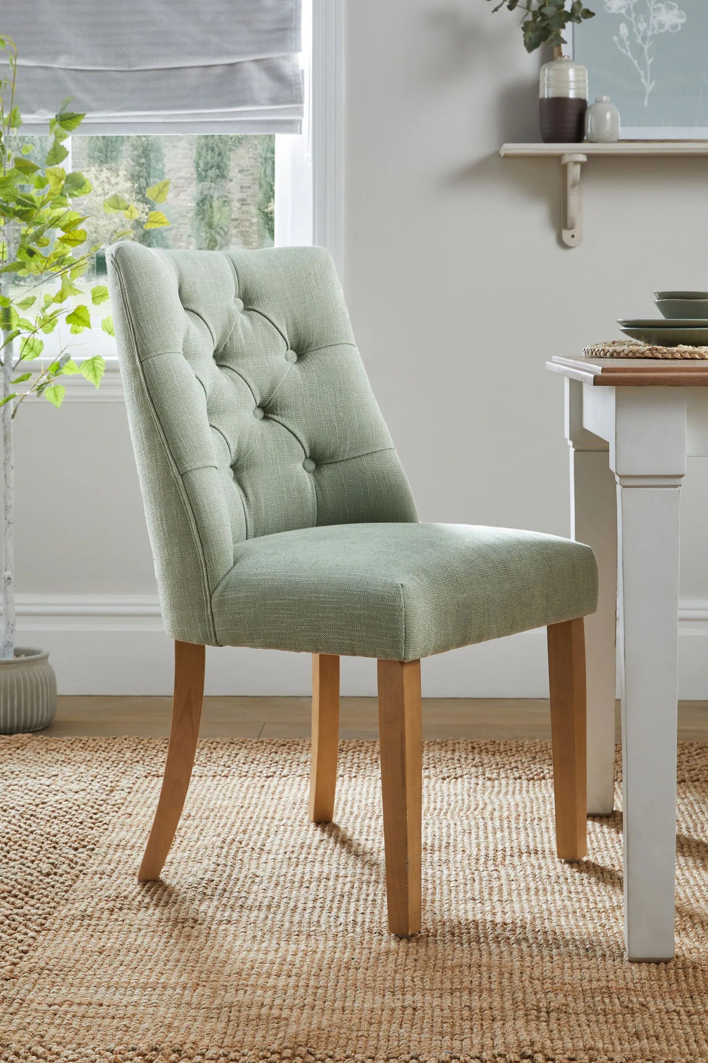 Wolton Luxe Soft Texture Sage Green Dining Chairs - Set of 2