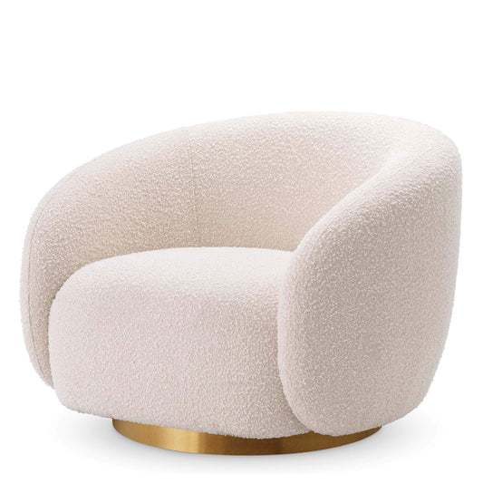 Brok Swivel Chair - Cream Boucle