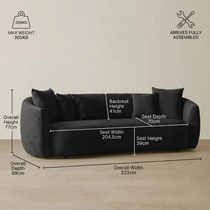 Everbe Luxe 3-Seater Curved Sofa