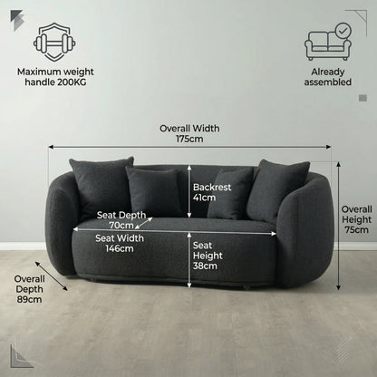 Everbe Luxe 2-Seater Curved Sofa