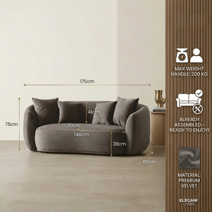 Everbe Luxe 2-Seater Curved Sofa