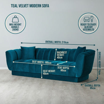 Fransesca Modern 3-Seater Tufted Velvet Sofa
