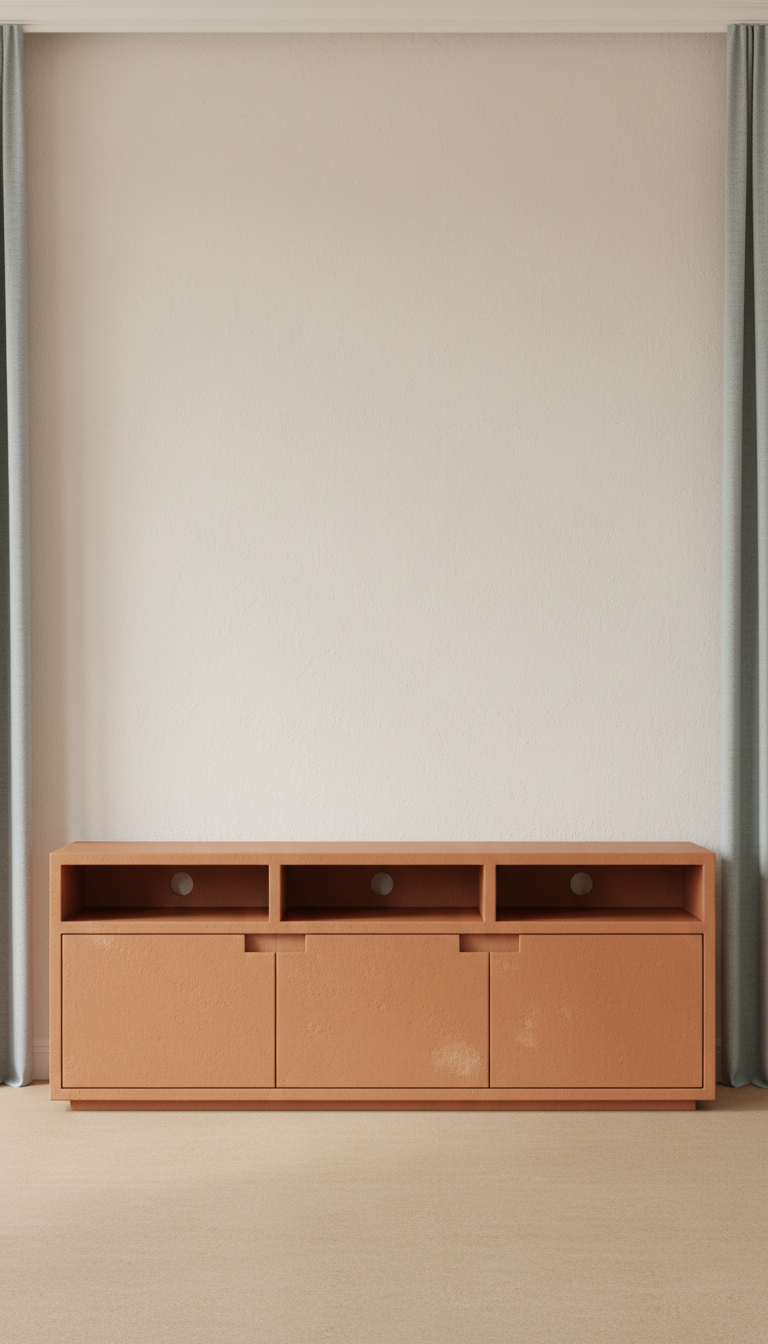 Brick-toned terracotta media console unit