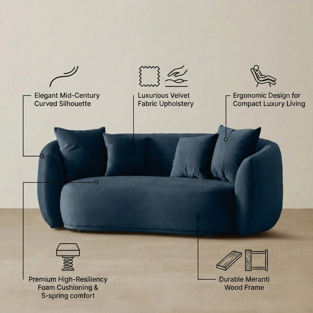Everbe Luxe 2 Seater Sofa