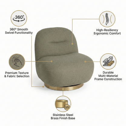 Otis Swivel 360° Luxury Accent Chair - Mid-Century Modern Bouclé Lounge Chair | Kingsman Furnitures India