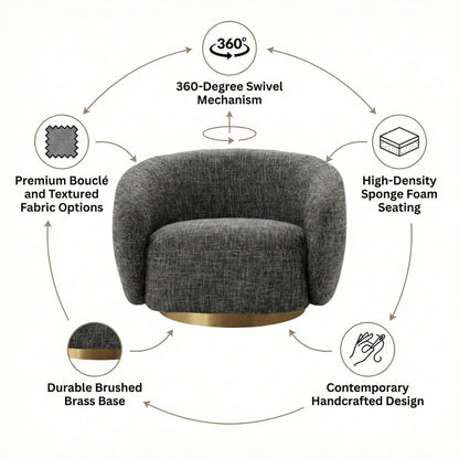 Brok 360° Swivel Armchair - Modern Living Room Furniture | Kingsman
