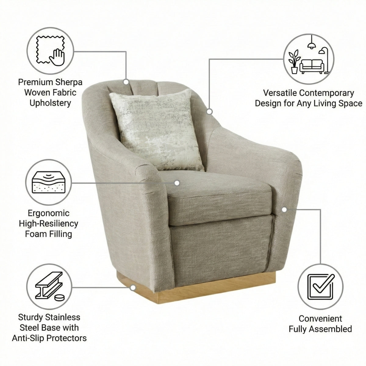 Sherpa Woven Fabric Arm Chair