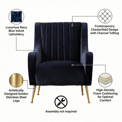 Roosevelt Navy Blue Velvet Armchair