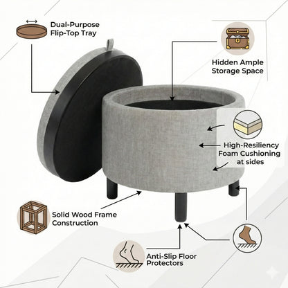 Ashtin 2-in-1 Round Storage Ottoman